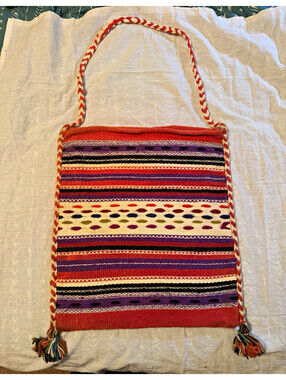 Women’s Lightweight Striped Multicolor Tassel Shoulder Bag, Medium Casual